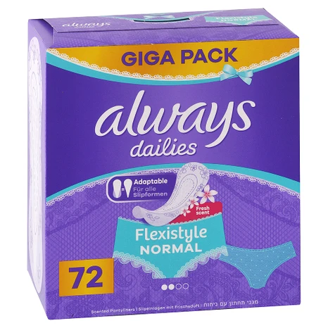 Always Dailies intímky Fresh & Protect Flexistyle , Giga Pack 72 ks