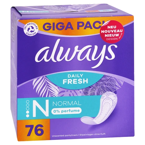 Always intímky Normal Daily Fresh 0 % parfému, Giga Pack 76 ks