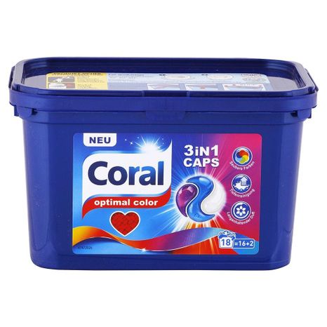 CORAL Optimal color 3v1 kapsule na pranie farebnej bielizne 18 praní