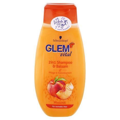 Glem Vital šampón a balzam na normálne vlasy s broskyňovým olejom 2v1, 350 ml