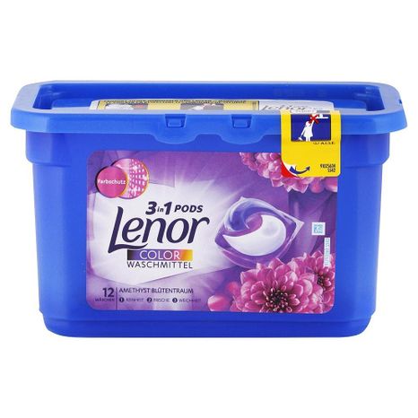 LENOR Pods 3v1 kapsule na farebné pranie Kvetinová vôňa a ametyst 12 ks