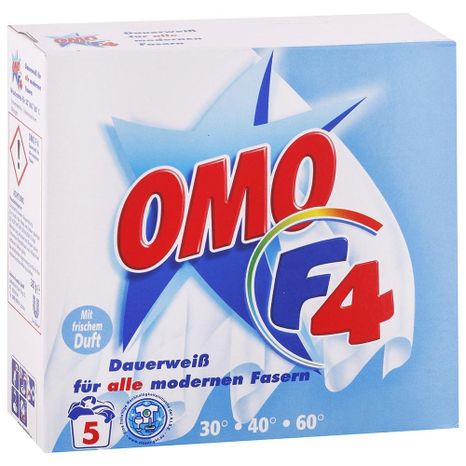 OMO F4 prášok na pranie bielej bielizne a záclon 387g / 5 praní