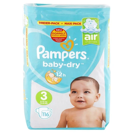 PAMPERS Baby Dry detské plienky (3) 6-10 kg / 116 ks