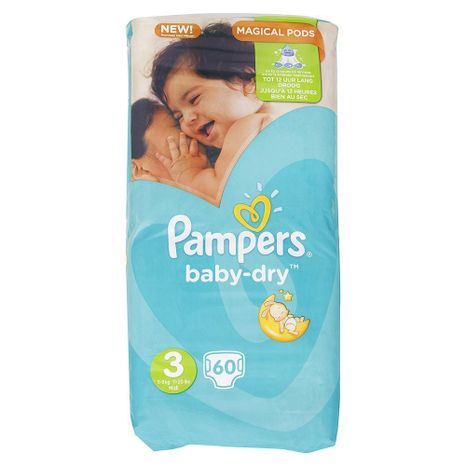 PAMPERS Baby Dry detské plienky (3) Midi 5-9kg / 60 ks
