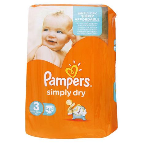 PAMPERS Simply Dry detské plienky (3) Midi 4-9 kg / 45 ks