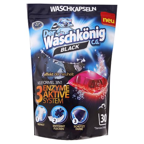 Waschkönig Black kapsule na pranie čiernej bielizne 3v1 30 ks